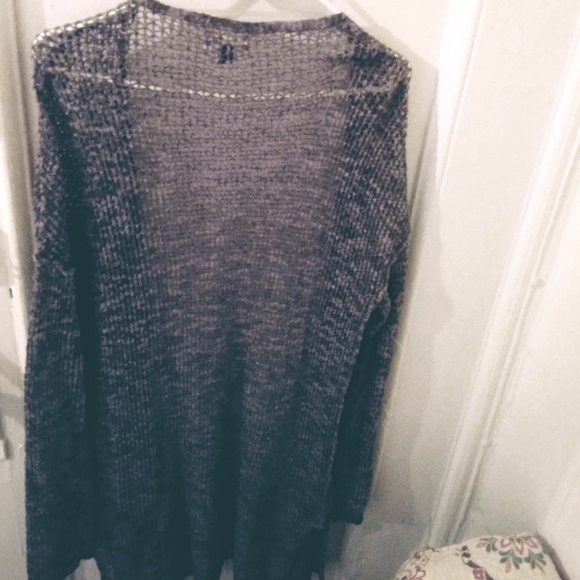 Long Sheer Charcoal Cardigan - Picture 2 of 6